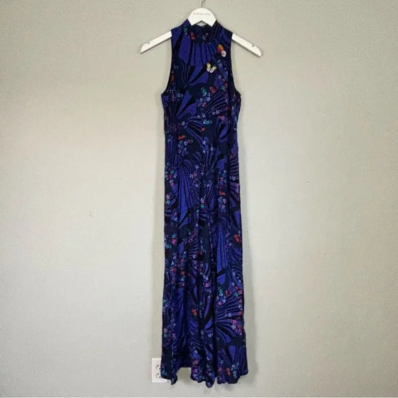 ANTHROPOLOGIE MOULINETTE SOEURS Women’s Blue BUTTERFLY GROVE Jumpsuit Size 0 - Picture 3 of 12